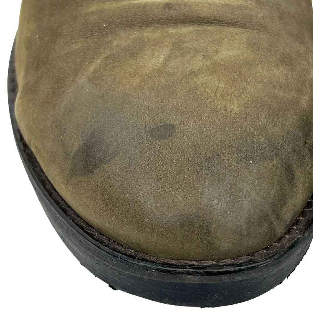 Bueno Pull On Leather Bootie Women's SZ 9.5 40 Olive Boho Elastic Panel Comfort